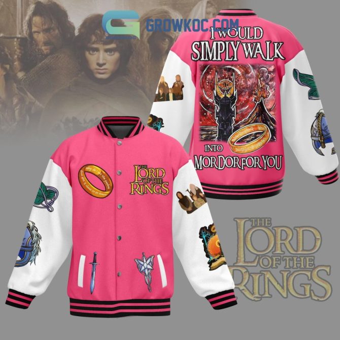 Epic Pink Lotr Varsity Jacket - Walk Into Mordor Style! Unisex, Comfy & Iconic