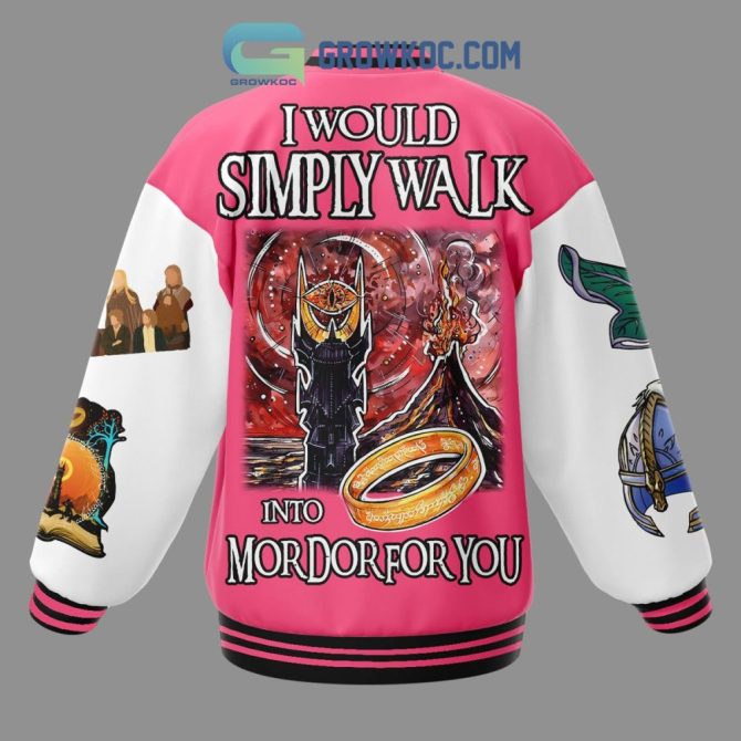 Epic Pink Lotr Varsity Jacket - Walk Into Mordor Style! Unisex, Comfy & Iconic - Image 2