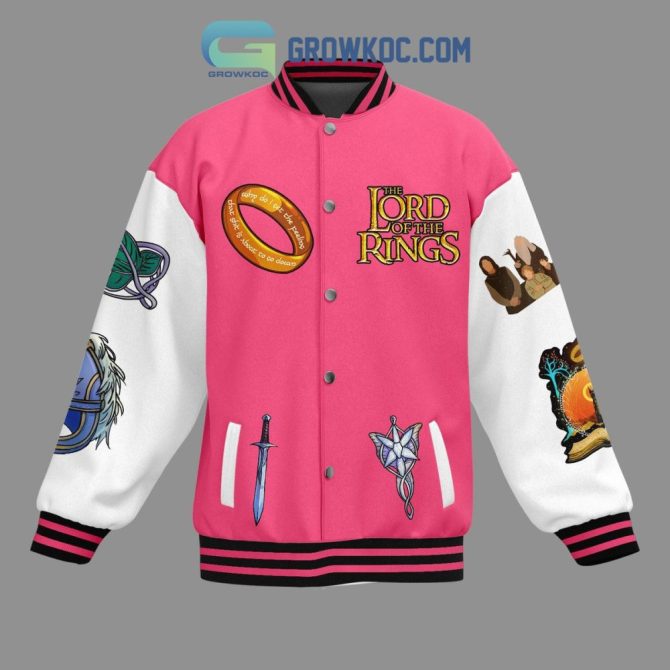 Epic Pink Lotr Varsity Jacket - Walk Into Mordor Style! Unisex, Comfy & Iconic - Image 3
