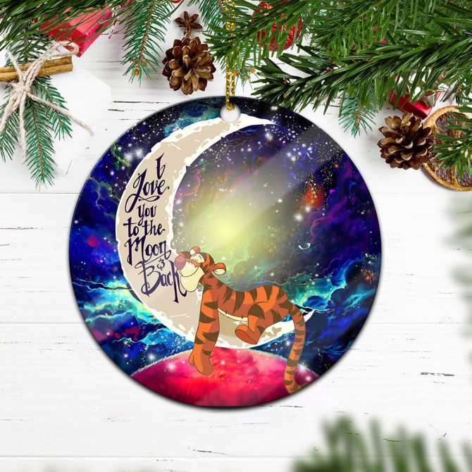 Tiger Winnie The Pooh Love You To The Moon Galaxy Ceramic Circle Ornament Perfect Gift For Christmas Holiday - Image 2