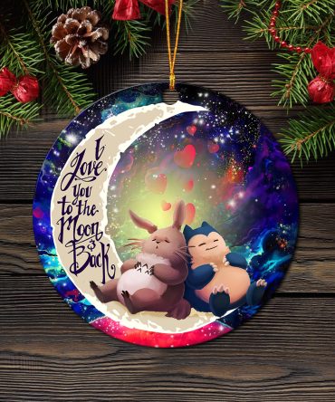 Totoro Ghibli Snorlax Pokemon Love You To The Moon Galaxy Ceramic Circle Ornament Perfect Gift For Christmas Holiday