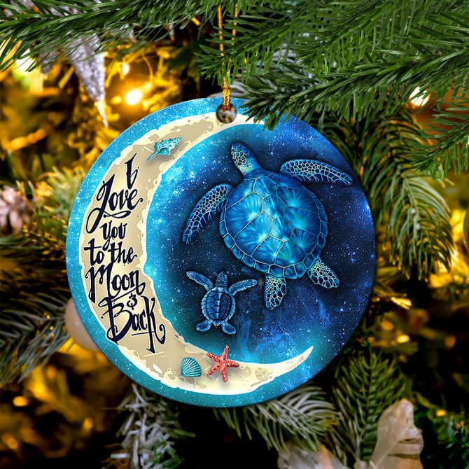 Turtle Love You To The Moon Ceramic Circle Ornament Perfect Gift For Christmas Holiday - Image 2