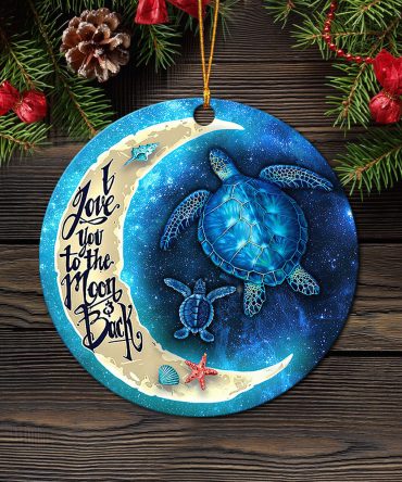 Turtle Love You To The Moon Ceramic Circle Ornament Perfect Gift For Christmas Holiday