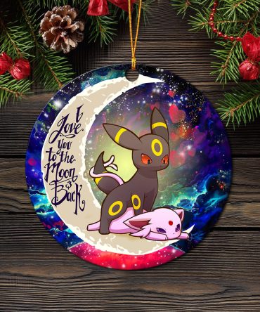 Umbreon Espeon Eevee Evolution Pokemon Love You To The Moon Galaxy Ceramic Circle Ornament Perfect Gift For Christmas Holiday