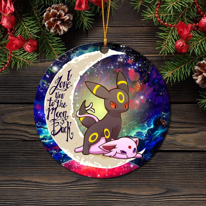 Umbreon Espeon Eevee Evolution Pokemon Love You To The Moon Galaxy Ceramic Circle Ornament Perfect Gift For Christmas Holiday