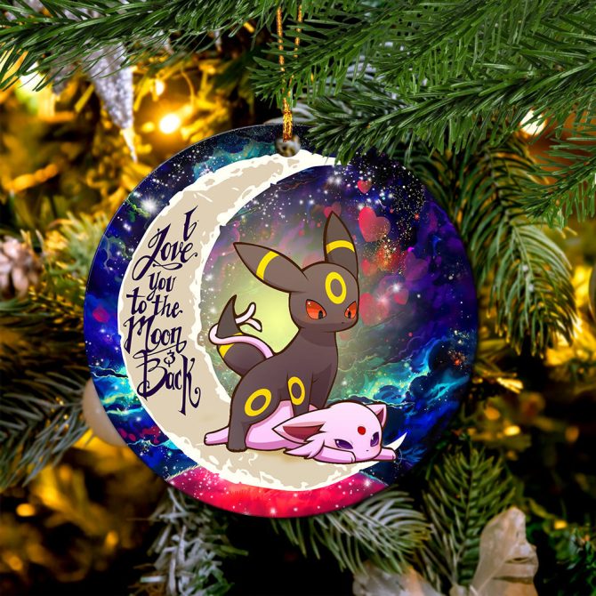 Umbreon Espeon Eevee Evolution Pokemon Love You To The Moon Galaxy Ceramic Circle Ornament Perfect Gift For Christmas Holiday - Image 2