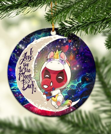 Unicorn Deadpool And Spiderman Avenger Love You To The Moon Galaxy Ceramic Circle Ornament Perfect Gift For Christmas Holiday