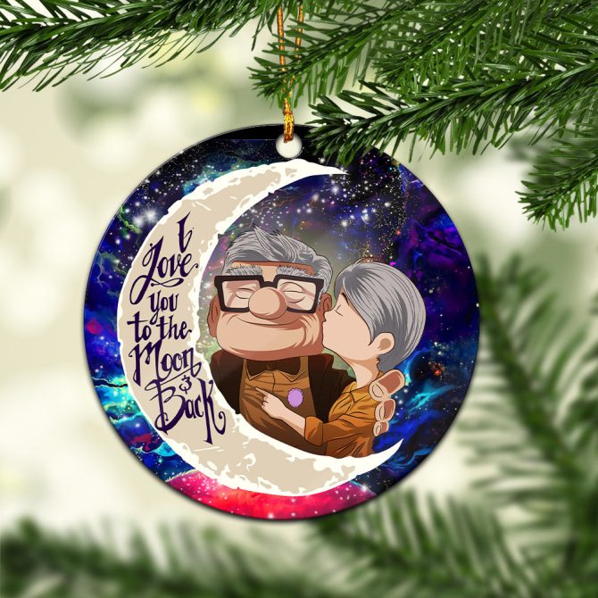 Up Couple Love You To The Moon Galaxy Ceramic Circle Ornament Perfect Gift For Christmas Holiday