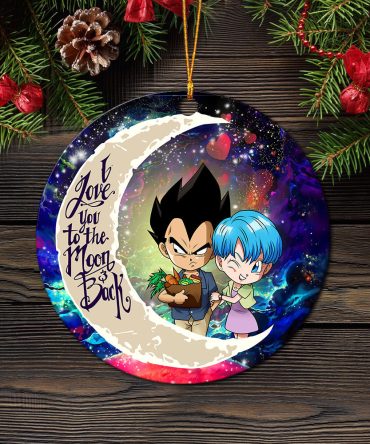 Vegeta And Bulma Dragon Ball Love You To The Moon Galaxy Ceramic Circle Ornament Perfect Gift For Christmas Holiday