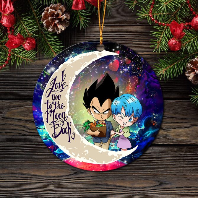 Vegeta And Bulma Dragon Ball Love You To The Moon Galaxy Ceramic Circle Ornament Perfect Gift For Christmas Holiday