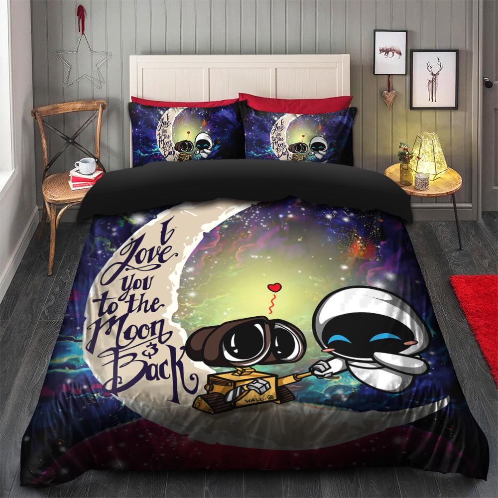 Wall-E Couple Love You To The Moon Galaxy Bedding Set Duvet Cover And 2 Pillowcases - Image 2