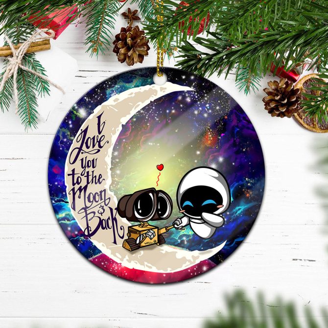 Wall - E Couple Love You To The Moon Galaxy Ceramic Circle Ornament Perfect Gift For Christmas Holiday - Image 2