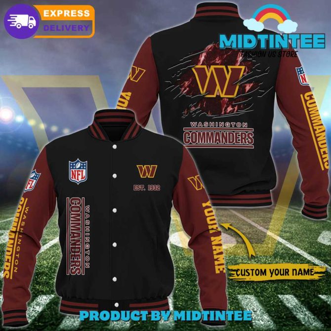 Custom Washington Commanders Varsity Jacket - Personalized Nfl Fan Gear, Fast Shipping