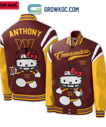 Custom Name Hello Kitty Commanders Varsity Jacket – Personalized Football Fan Gift
