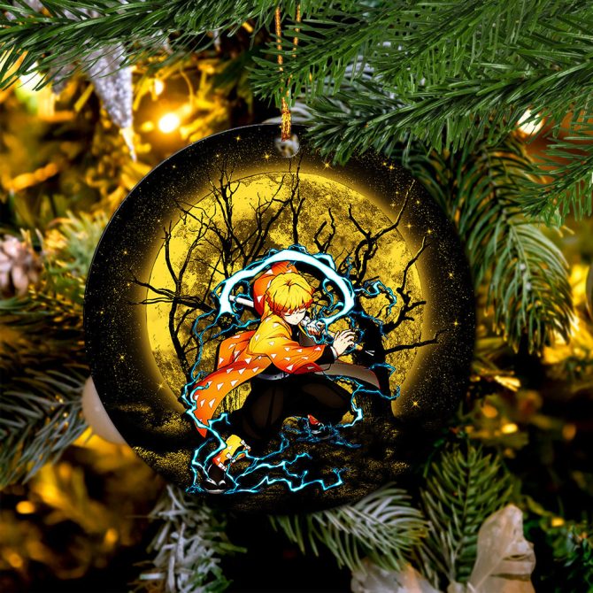 Zenitsu Moonlight Ceramic Circle Ornament Perfect Gift For Christmas Holiday