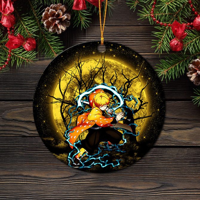 Zenitsu Moonlight Ceramic Circle Ornament Perfect Gift For Christmas Holiday - Image 2