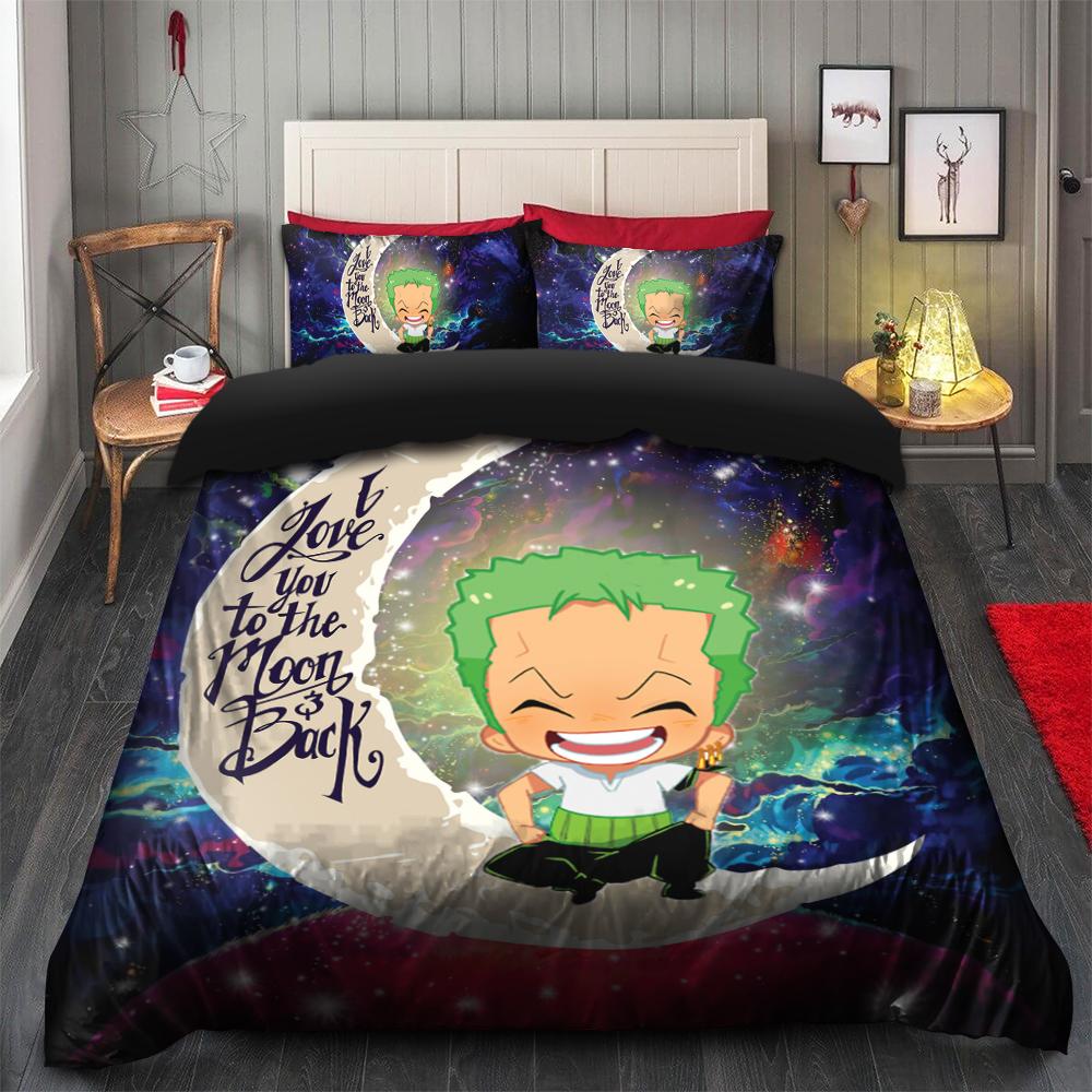 Zoro One Piece Love You To The Moon Galaxy Bedding Set Duvet Cover And 2 Pillowcases - Image 2
