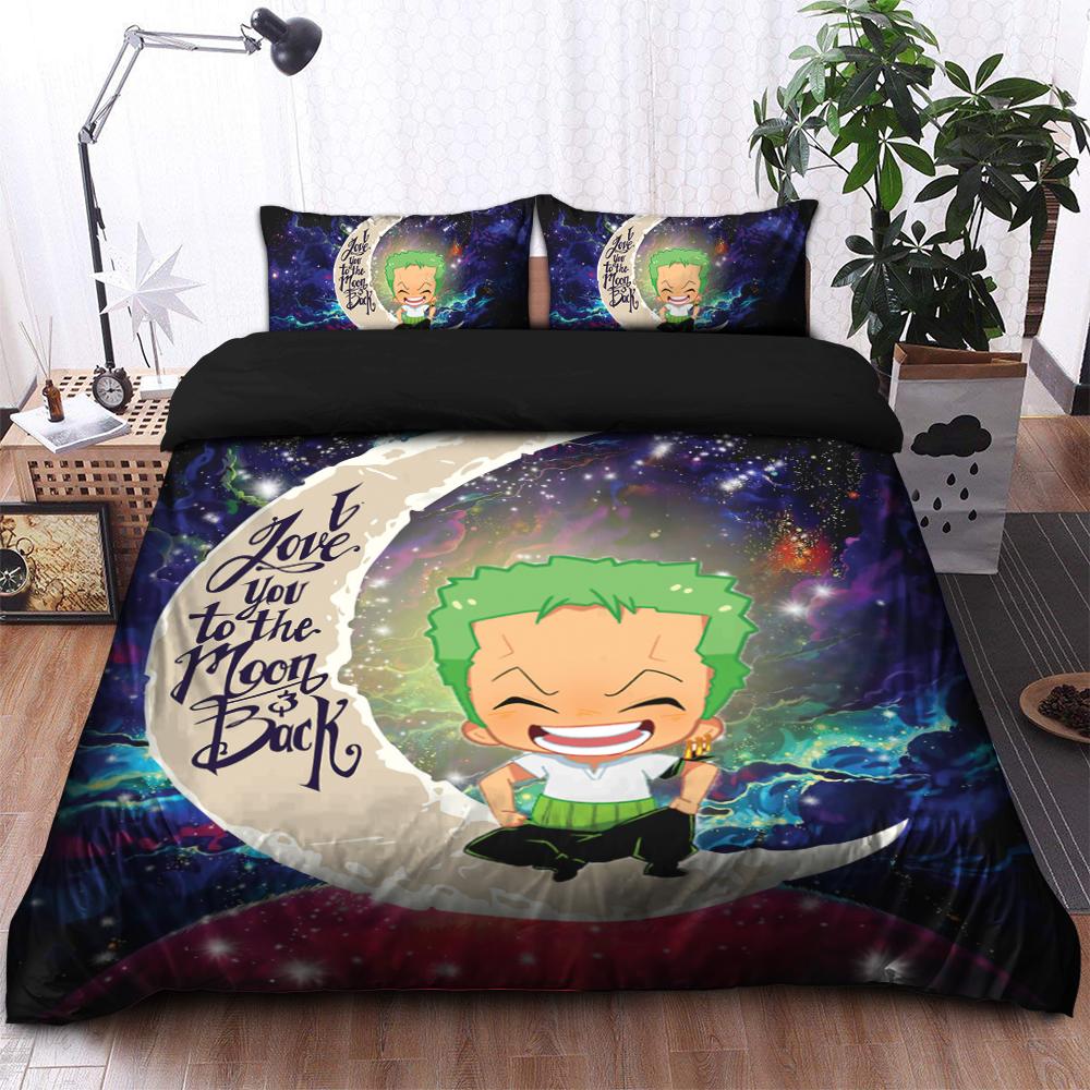 Zoro One Piece Love You To The Moon Galaxy Bedding Set Duvet Cover And 2 Pillowcases