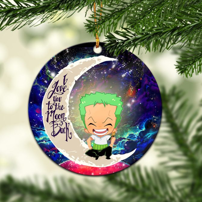 Zoro One Piece Love You To The Moon Galaxy Ceramic Circle Ornament Perfect Gift For Christmas Holiday