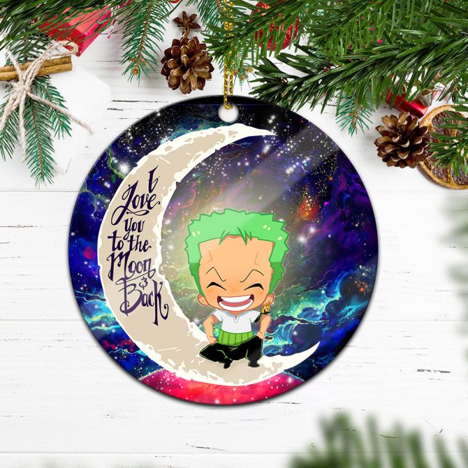 Zoro One Piece Love You To The Moon Galaxy Ceramic Circle Ornament Perfect Gift For Christmas Holiday - Image 2
