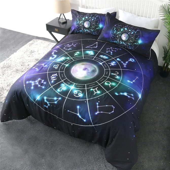 Astrology Moon And Stars Bedding Set Duvet Cover And 2 Pillowcases - Image 2