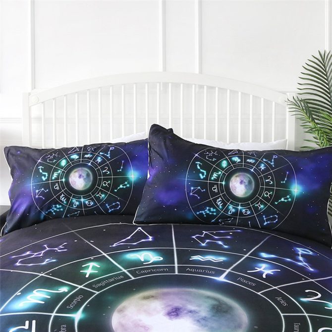 Astrology Moon And Stars Bedding Set Duvet Cover And 2 Pillowcases - Image 3