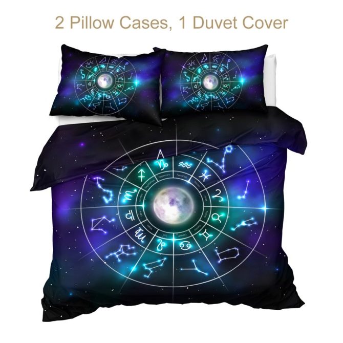 Astrology Moon And Stars Bedding Set Duvet Cover And 2 Pillowcases - Image 5