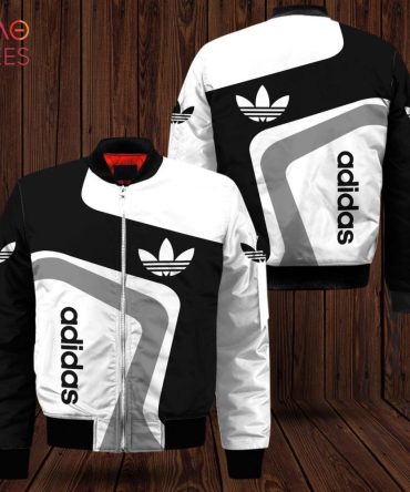 Stylish Black & White Adidas Bomber Jacket - Trendy Streetwear For Men & Women