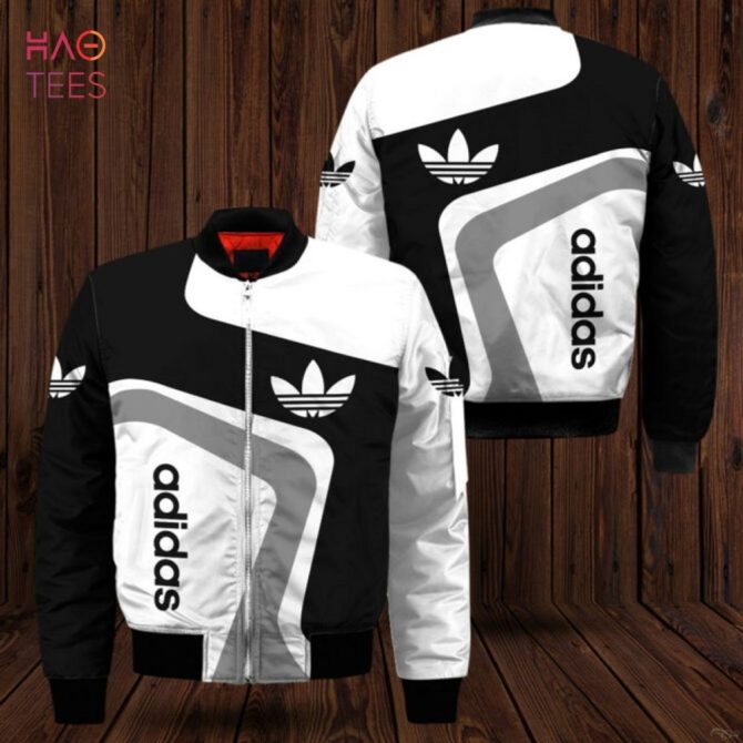 Stylish Black & White Adidas Bomber Jacket - Trendy Streetwear For Men & Women - Image 2