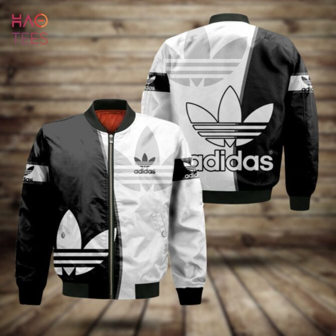 Stylish Black & White Adidas Bomber Jacket - Trendy Streetwear For Men & Women - Image 2