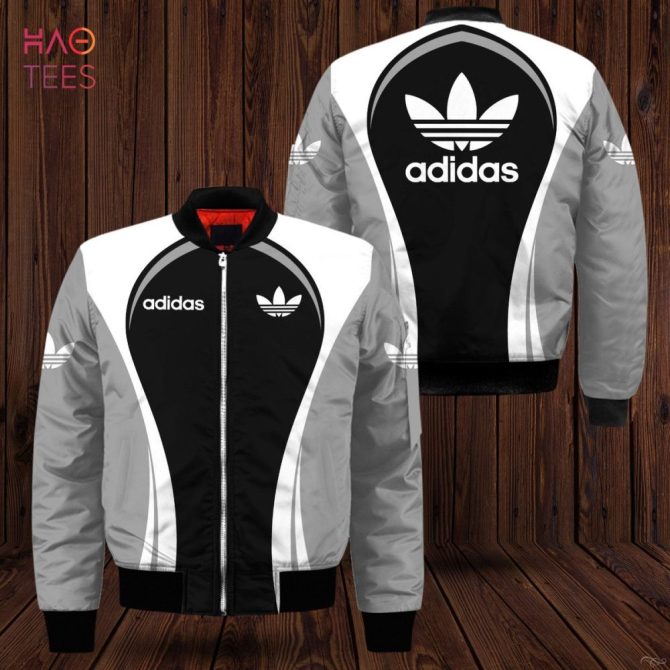 Stylish Black Adidas Bomber Jacket – Retro Logo Design, Perfect For Casual Wear