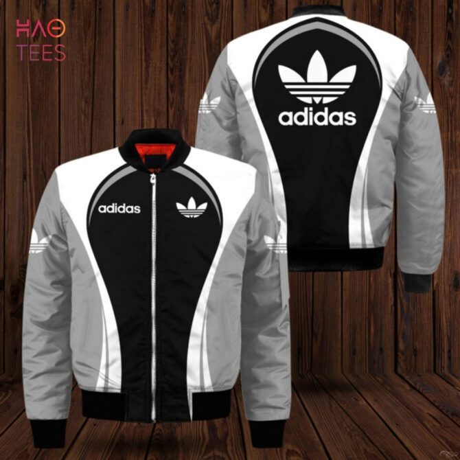 Stylish Black Adidas Bomber Jacket – Retro Logo Design, Perfect For Casual Wear - Image 2