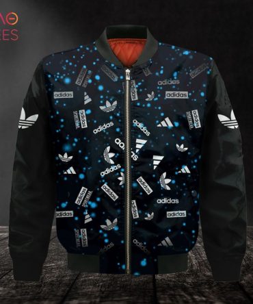 Stylish Adidas Patterned Bomber Jacket - Trendy Black And Blue Design For Men & Women