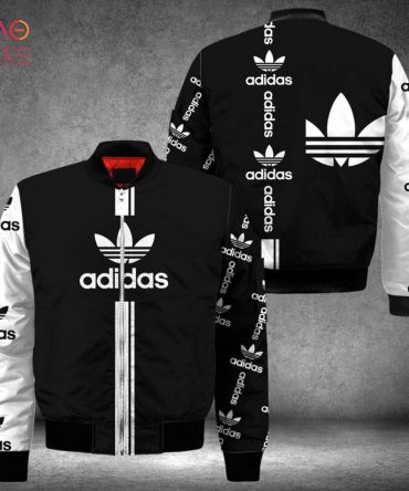 Stylish Black & White Adidas Bomber Jacket - Iconic Logo Design, Perfect For Casual Wear