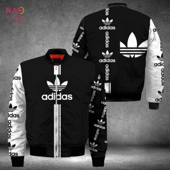 Stylish Black & White Adidas Bomber Jacket - Iconic Logo Design, Perfect For Casual Wear - Image 2