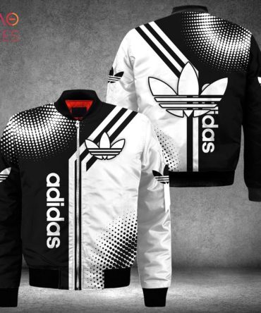 Stylish Black & White Adidas Bomber Jacket - Trendy Graphic Design For Men & Women
