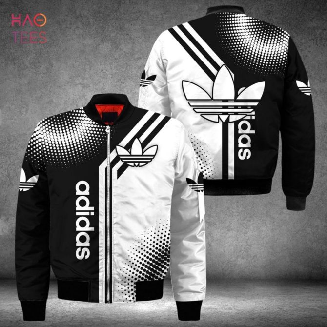 Stylish Black & White Adidas Bomber Jacket - Trendy Graphic Design For Men & Women