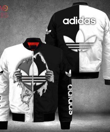 Stylish Black & White Adidas Bomber Jacket – Unique Design, Perfect For Casual Wear