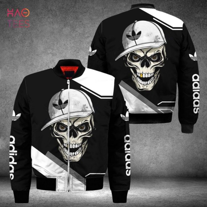 Men'S Skull Graphic Bomber Jacket - Edgy Streetwear Style, Black/White, Trendy Outerwear