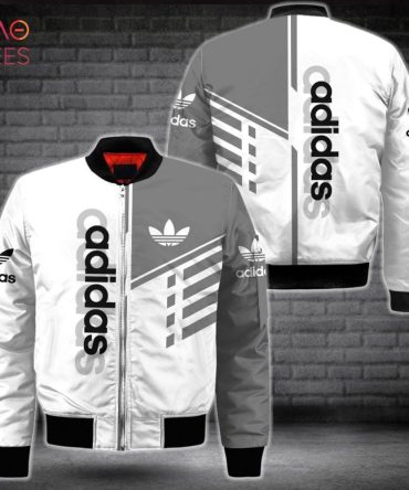 Hot Adidas Luxury Brand Grey Mix White Bomber Jacket Limited Edition