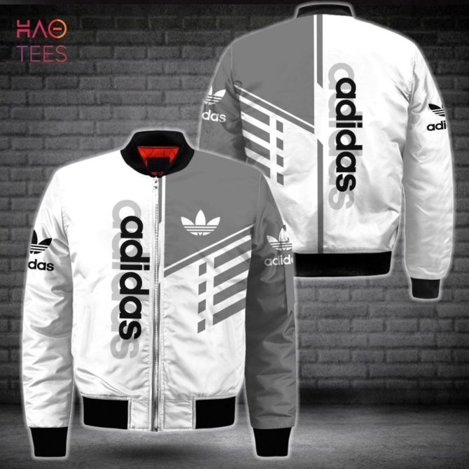 Hot Adidas Luxury Brand Grey Mix White Bomber Jacket Limited Edition