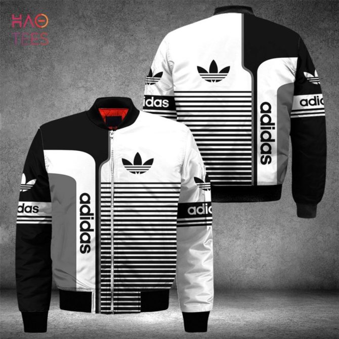 Stylish Black & White Adidas Bomber Jacket - Trendy Streetwear For Men & Women