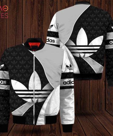 Stylish Black & White Adidas Bomber Jacket - Men'S Trendy Varsity Outerwear