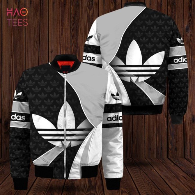 Stylish Black & White Adidas Bomber Jacket - Men'S Trendy Varsity Outerwear