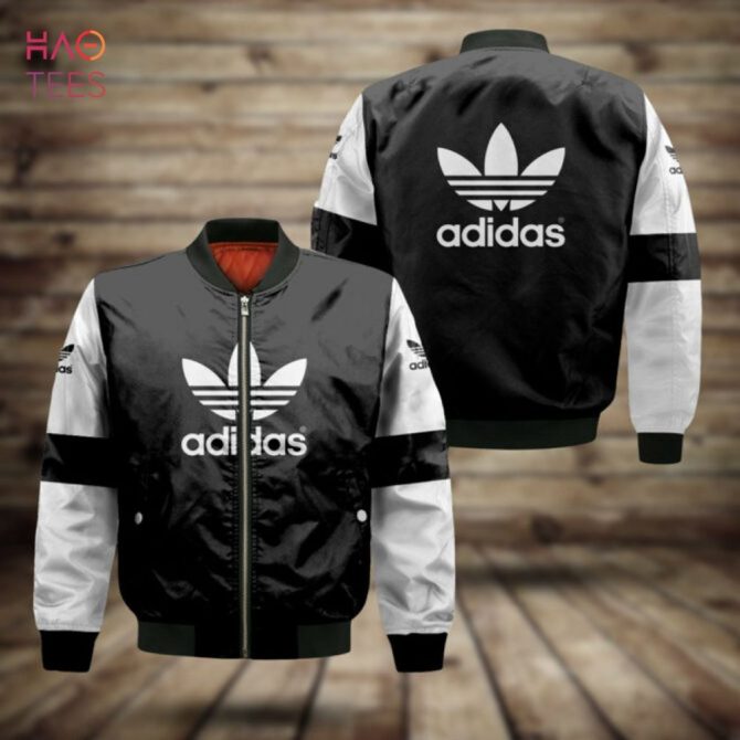 Stylish Adidas Black & White Bomber Jacket - Iconic Trefoil Logo, Trendy Streetwear - Image 2