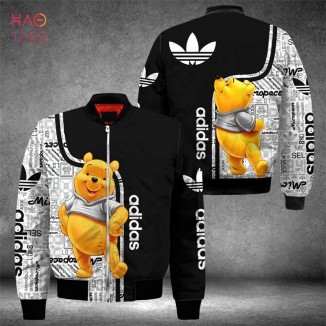Stylish Winnie The Pooh Adidas Bomber Jacket - Trendy Graphic Design For Fans - Image 2