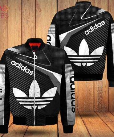 Hot Adidas Luxury Brand Black Mix White Logo Bomber Jacket Limited Edition