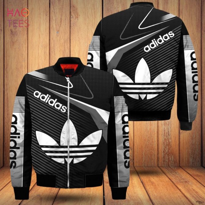 Hot Adidas Luxury Brand Black Mix White Logo Bomber Jacket Limited Edition