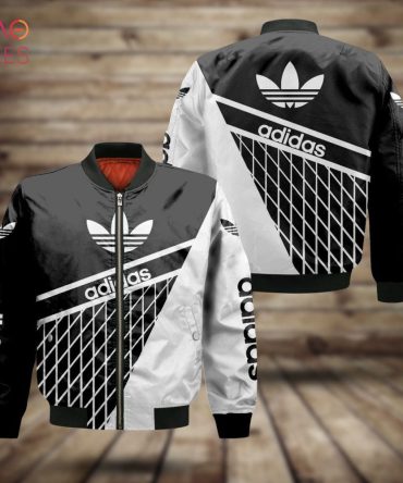 Retro Black & White Adidas Bomber Jacket - Trendy Streetwear Style For Men & Women
