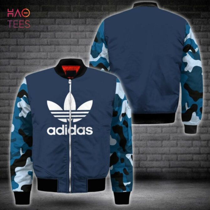 Hot Adidas Blue Army Camouflage Luxury Brand Bomber Jacket Limited Edition - Image 2